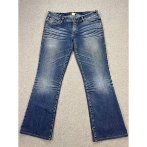 Silver Jeans Women's 32 Blue Denim Medium Wash Mid Rise Aiko Bootcut Whiskered